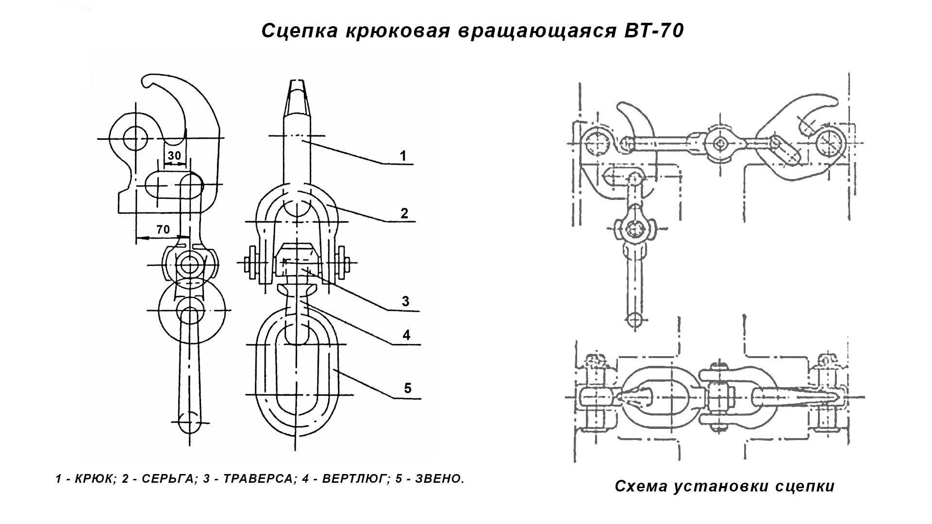 Сцепка ВТ70 чертеж